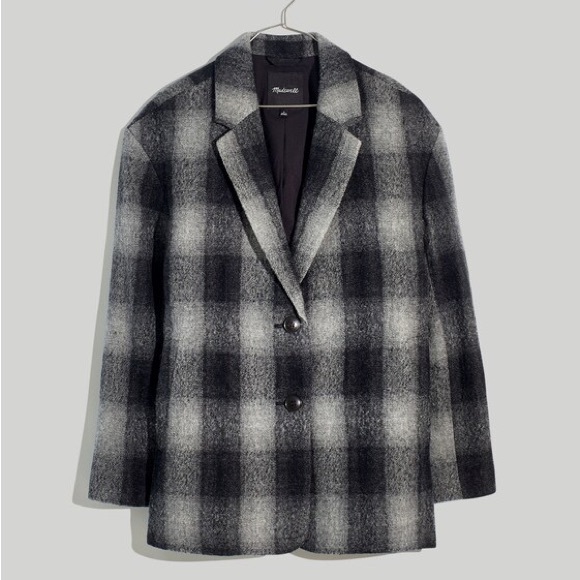 Madewell Dorset Blazer Coat 100% Wool Buffalo Check Women's Medium Oversized - Picture 3 of 9